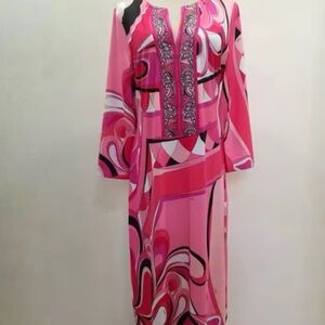 Emilio Pucci Long Dress In Vibrant Hues, Featuring The Designer’s Signature